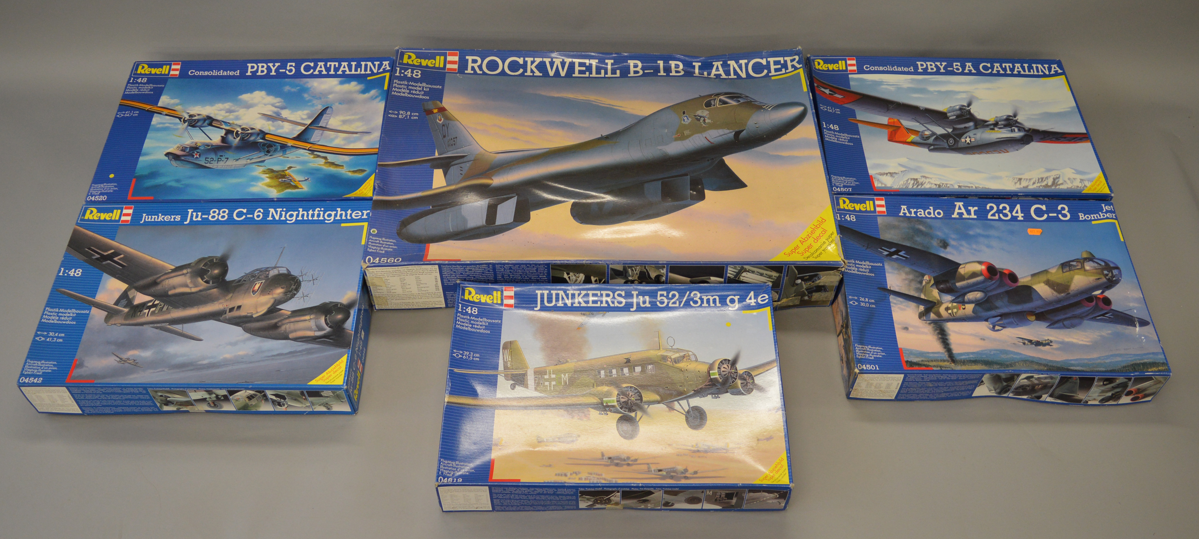 6 x Revell 1:48 scale model aircraft kits. Viewing recommended.
