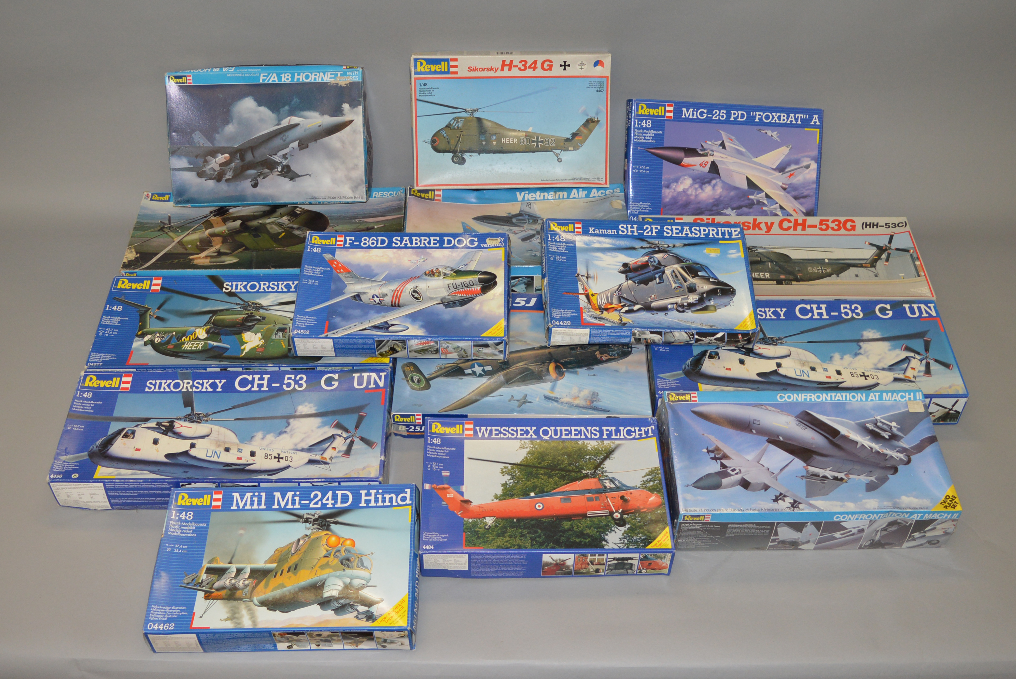 15 x Revell 1:48 scale model aircraft kits. Viewing recommended.