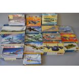 16 x Italeri 1:72 scale model aircraft kits. Viewing recommended.