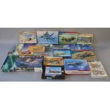 20 x unmade assorted 1:48 scale model kits, mainly aircraft. Viewing recommended.