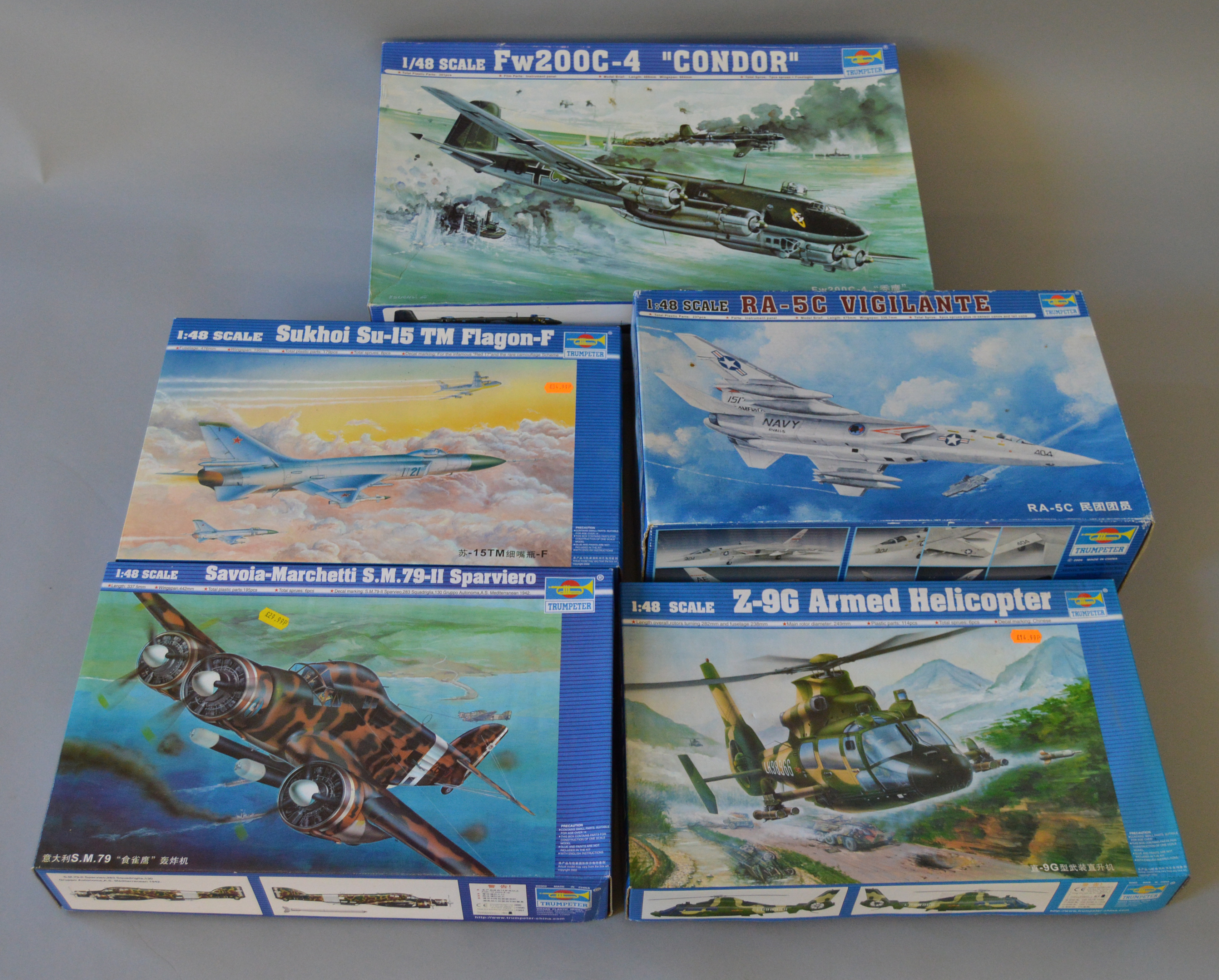 5 x Trumpeter 1:48 scale model aircraft kits. Viewing recommended.