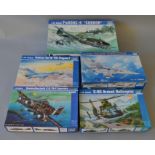 5 x Trumpeter 1:48 scale model aircraft kits. Viewing recommended.