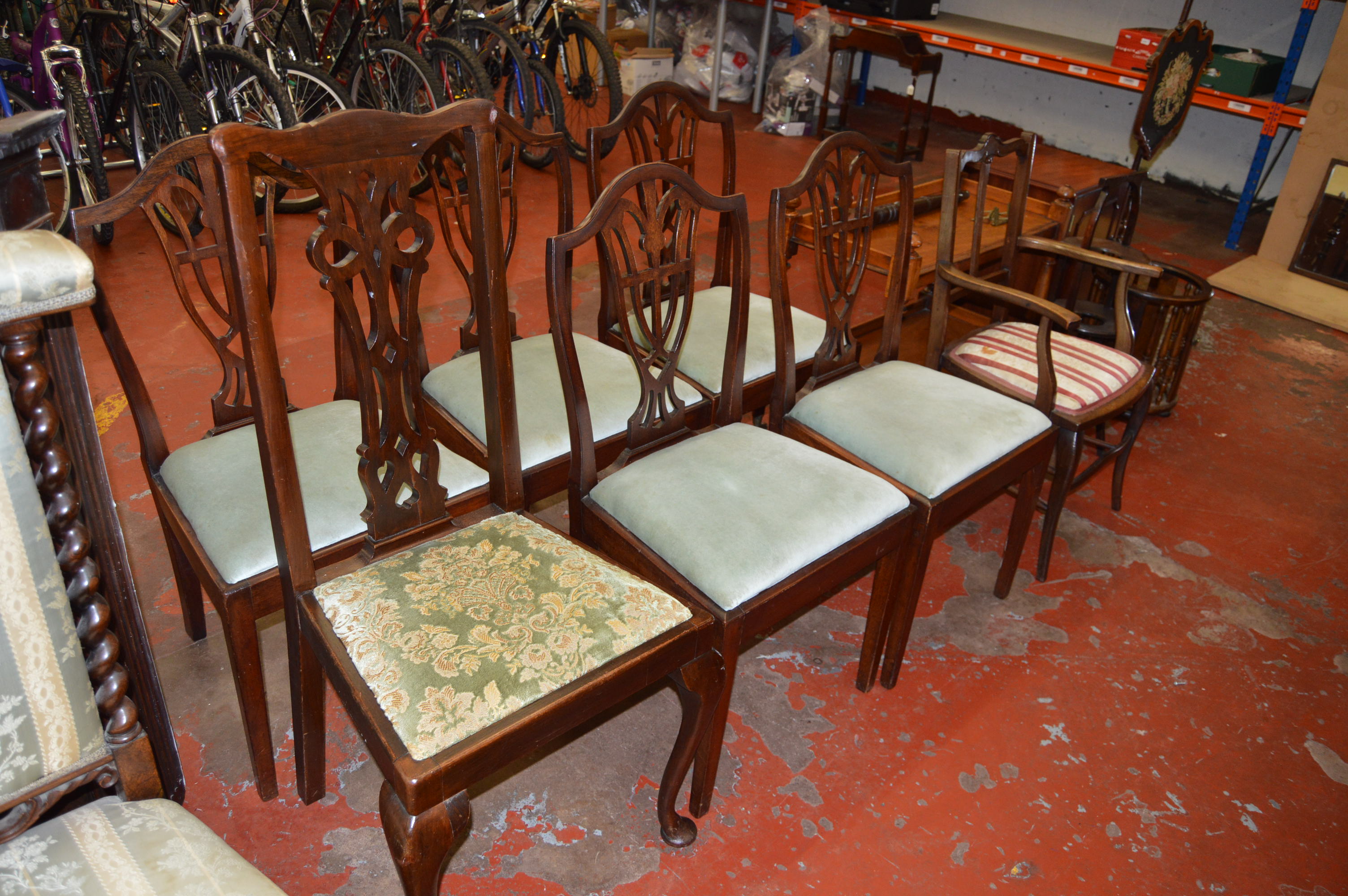 7 assorted dining chairs