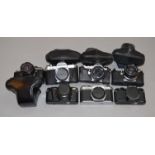 7 Pentax 35mm SLR cameras, most with lenses. Including 2x K1000, ME Super, MG. MV etc.