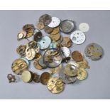 Qty. of pocket watch spares including faces and movements.