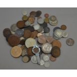 A good mixed lot of assorted coinage including silver examples and medallions.