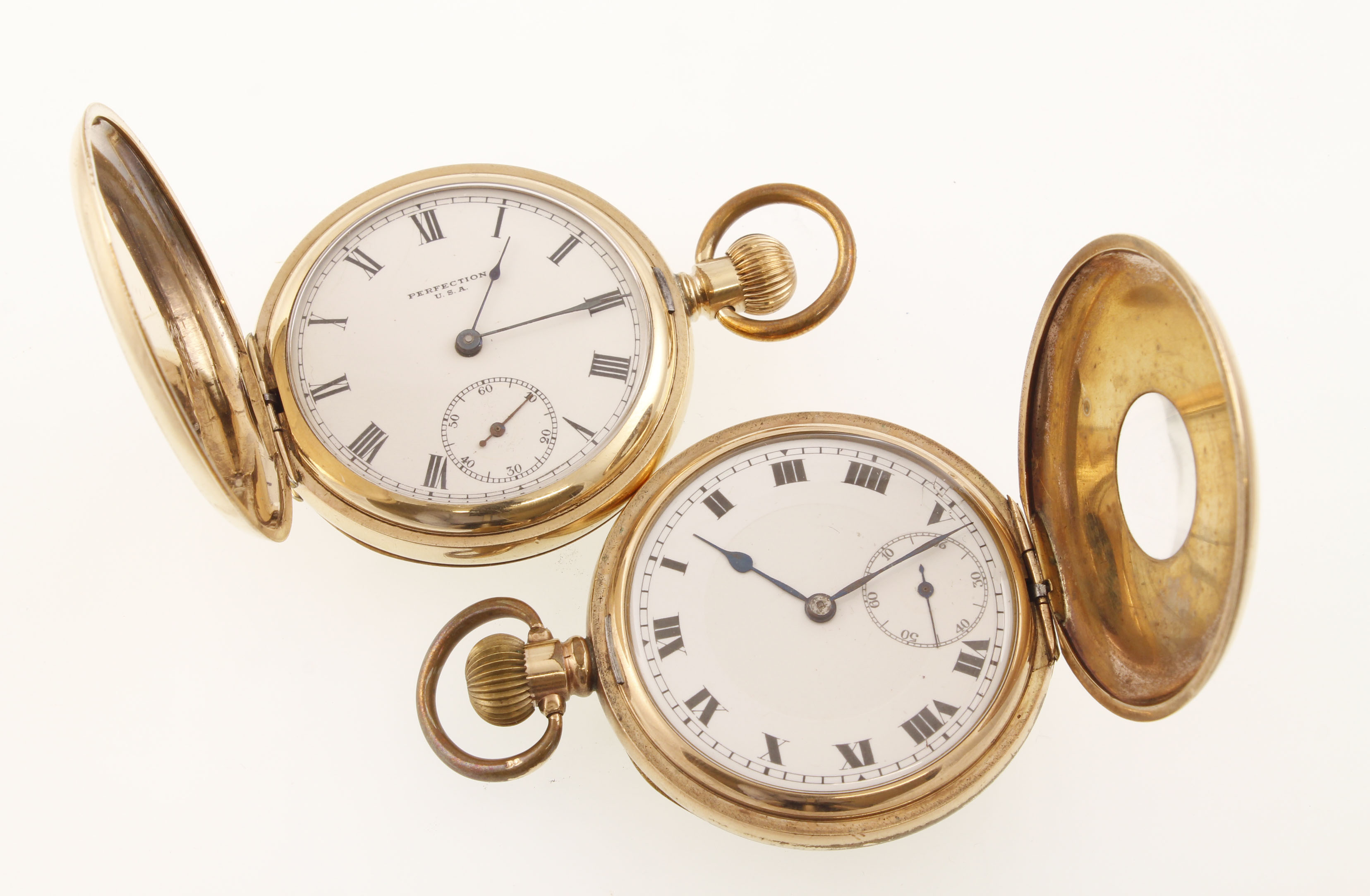 A gold plated unsigned half hunter pocket watch with working 17 jewel movement, - Image 2 of 2