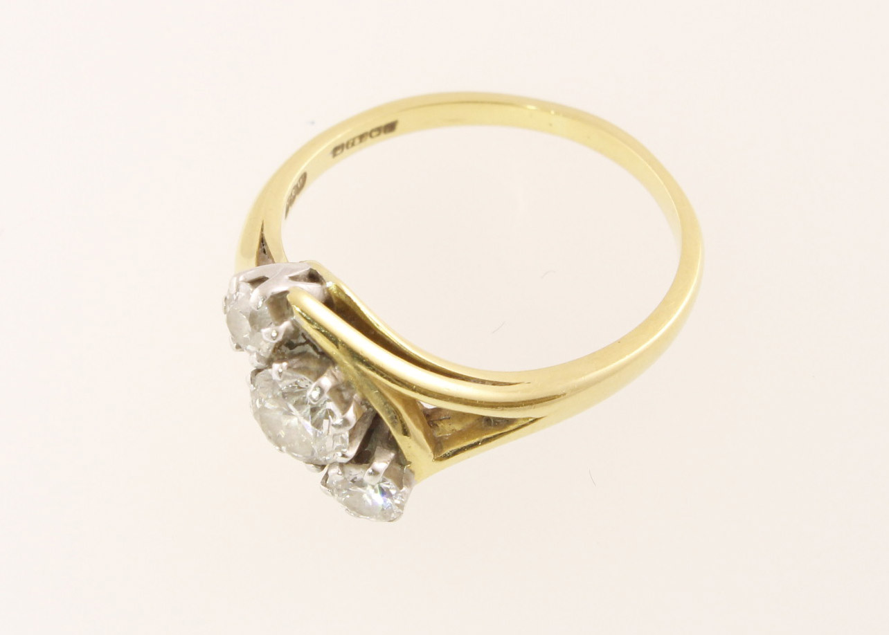 An 18ct three stone diamond ring totalling approx 0.80cts & 3. - Image 2 of 2