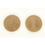 Royal Mint cased pair of Alderney £5 gold proof coins 'Prince William Engagement & wedding' 2010 &