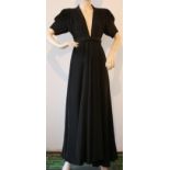 1970s Ossie Clark for Quorom black silk crepe 'Bridget' dress.