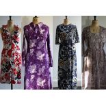A collection of 4 vintage 60s and 70s dresses by Carnegie, Rodette,