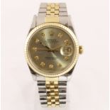 POLICE > A gents bi-metal ROLEX Datejust wristwatch on a jubilee bracelet,