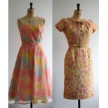 A pair of early 1960s summer day dresses.