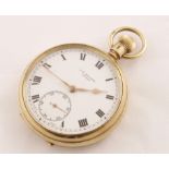 A 9ct open face top-wind pocket watch by J.W.