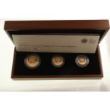 Royal Mint 2012 Sovereign three-coin gold proof premium set (£2, £1 & half sov),