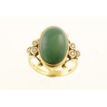 A modern 18ct H/M large oval turquoise & diamond ring, approx 6.