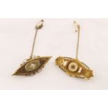 A Victorian diamond set boat-shaped bar brooch with locket back,