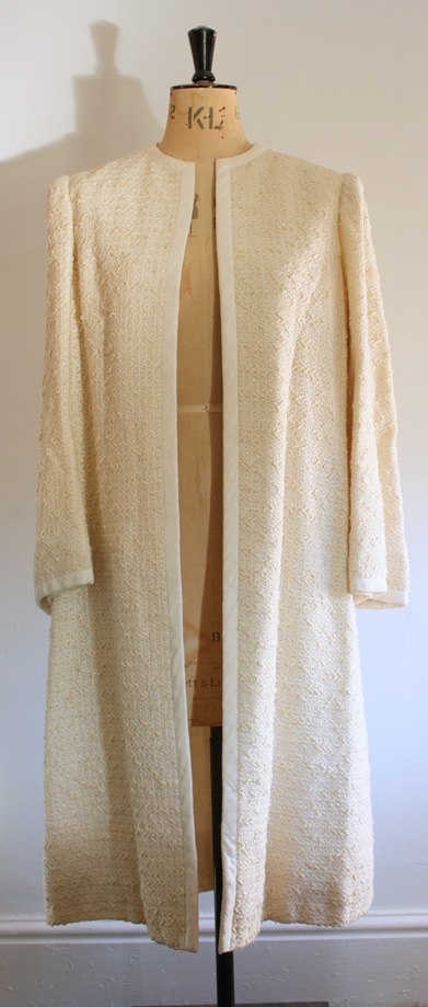 1960s Norman Hartnell Cream wool Tweed Coat.