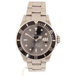 POLICE > A ROLEX Submariner date stainless steel wristwatch with fitted oyster bracelet,