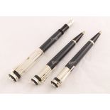 A limited edition MONTBLANC 'Charles Dickens' silver mounted three piece pen set,