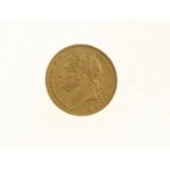 Royal Mint issued George IV Laurel Sovereign 1821, graded VF,