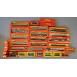 OO Gauge. 32 x assorted boxed rolling stock, coaches & wagons. Overall G+ Boxed.