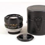 Canon FD 55mm f1.2 SSC breech-lock lens #74089 (condition 4E) with caps and aftermarket lens case.
