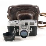 Chrome Leica M3 single wind camera body #973824, some surface marks,