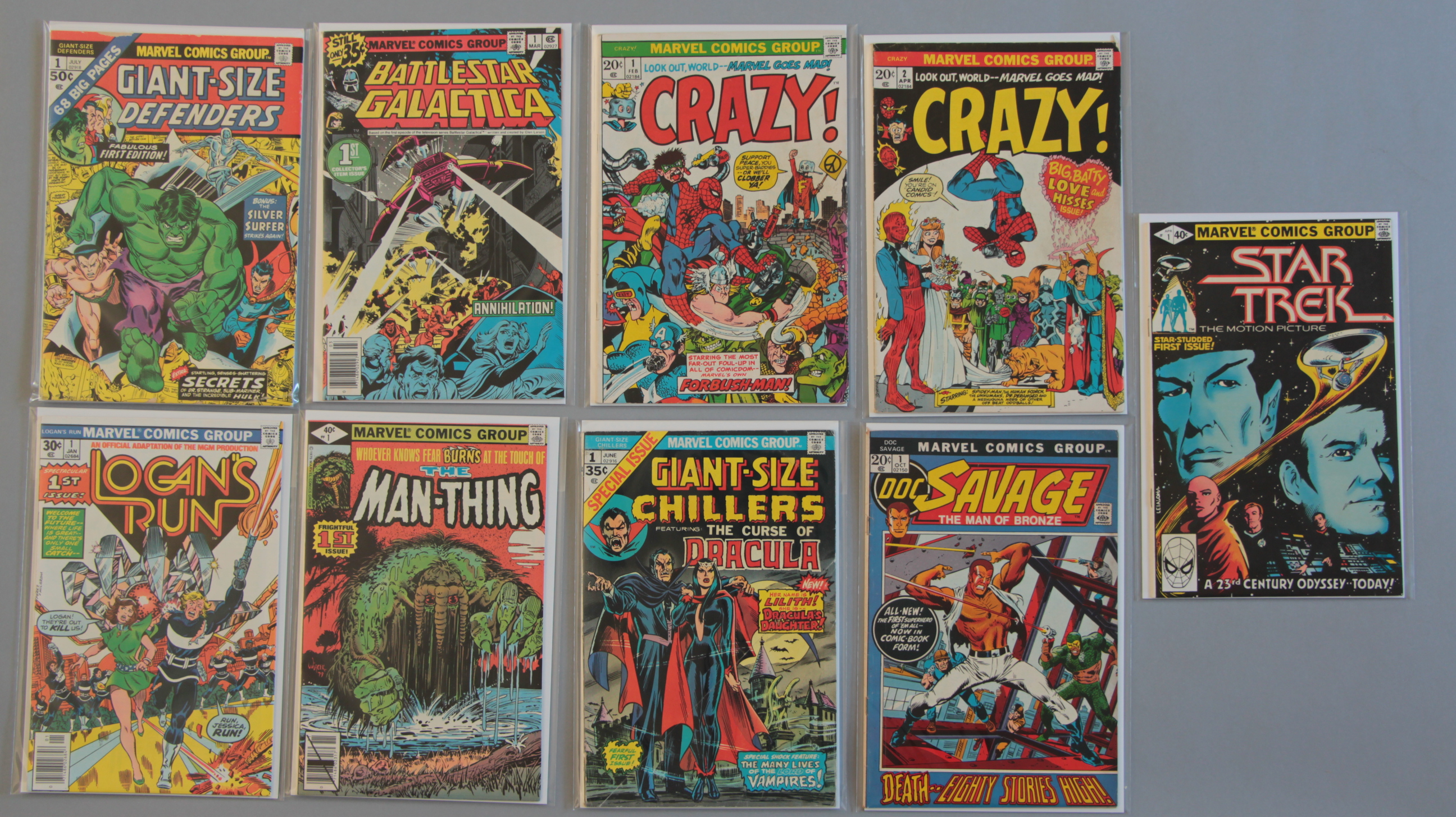 Collection of 9 mostly first issue comics to include; Logan's Run 1, Man-Thing 1,