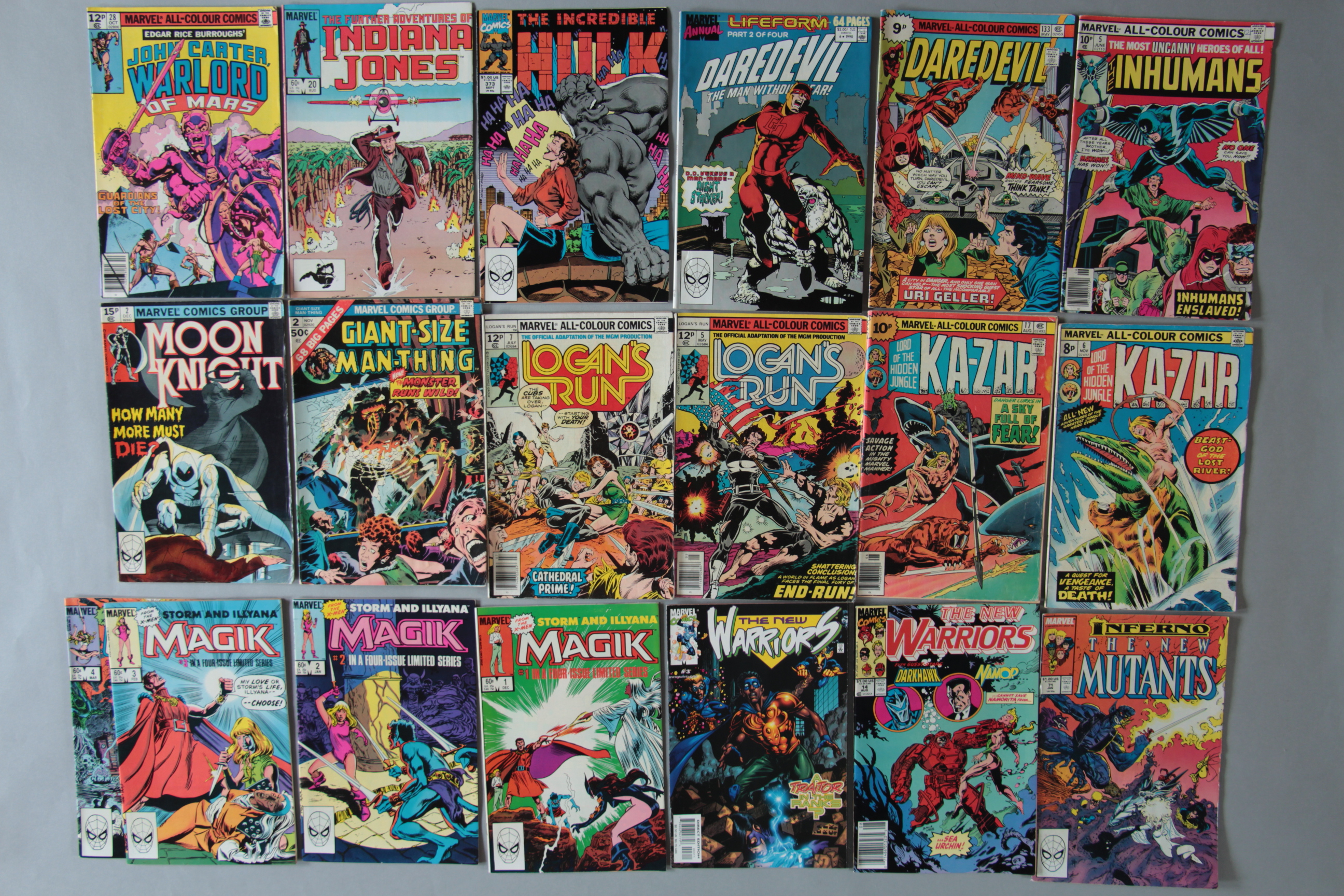 A large collection of over 130 Marvel comics including; The Inhumans No. 5, Daredevil No.