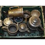 A mixed lot of vintage tankards including silver plated exaples etc