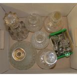 A collection of glass decanters including Victorian examples
