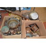 A large quantity of copper and other metalware including large pots,