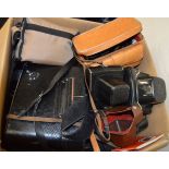 A good quantity of assorted of cameras, most with cases including Olympus OM10,