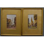 A pair of watercolours depicting Middle Eastern scenes, both signed C.