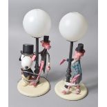 Two lamps with Pink Panther and Snoopy figures