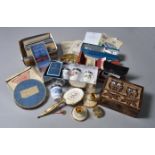 A mixed lot of collectables including Bartholemews maps, Royal Worcester, spectacles,