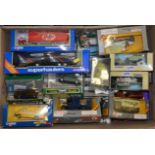 A mixed lot of diecast including 1:18 examples, Corgi and Bburago. 2 boxes.