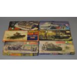 6 x vintage Aurora military kits. 1:48 scale (1/4"). Viewing recommended.