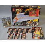 Eight carded Star Wars Episode I mini figures together with a carded 'Naboo Fighter' and a boxed