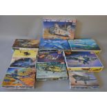 11 x Academy 1:48 scale model aircraft & helicopter kits. Viewing recommended.
