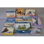 10 x Italeri 1:48 scale model aircraft & helicopter kits. Viewing recommended.