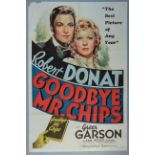 Robert Donat and Greer Garson are pictured in this US film poster from the classic 'Goodbye Mr