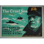 "The Cruel Sea" British Quad Film Poster from 1953 with a fine portrait of Jack Hawkins in this