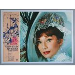 Audrey Hepburn stars in "My Fair Lady" 1964 Italian photobusta film poster mounted on linen from