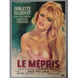 "Le Mepris" (1963) French country of origin original film poster featuring sexy artwork of Brigitte