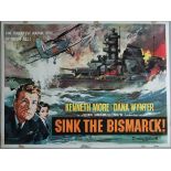 Sink the Bismarck (1960) first release original rolled condition British Quad film poster for Sink