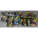 Thirteen boxed Star Wars figures and vehicles, mostly POTF items,