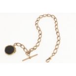 A 9ct rose-gold albert chain, H/M Birmingham 1904 with attached swivel fob, together approx 51.