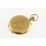 An 18ct full-hunter pocket watch with working unsigned movement & uncracked enamel dial,